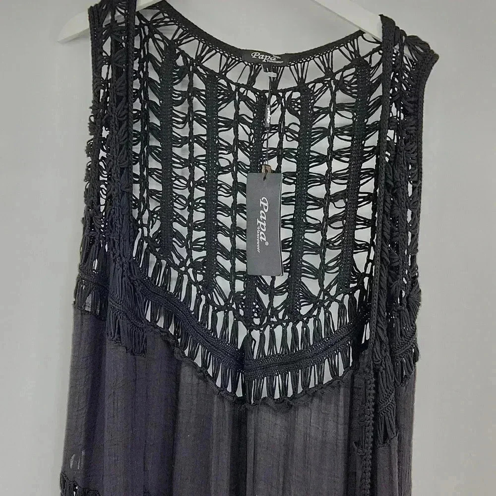 PAPA  CROCHET BEACH COVER /FRINGED BOTTOM